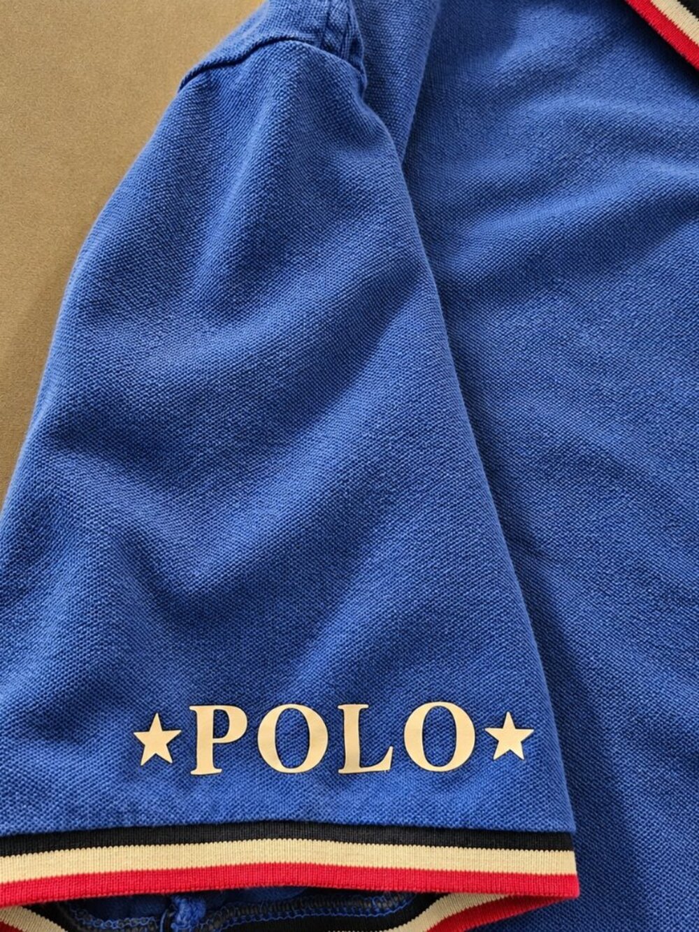 Polo Ralph Lauren Blue Polo Shirt XL Black Red Tipped Collar Pony Logo - Picture 5 of 8